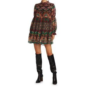 Alice & Olivia Marella Mockneck Paisley Shift Dress
